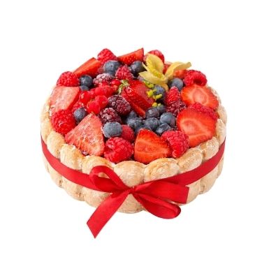 Tarta Carlota de yogurt y arándanos 