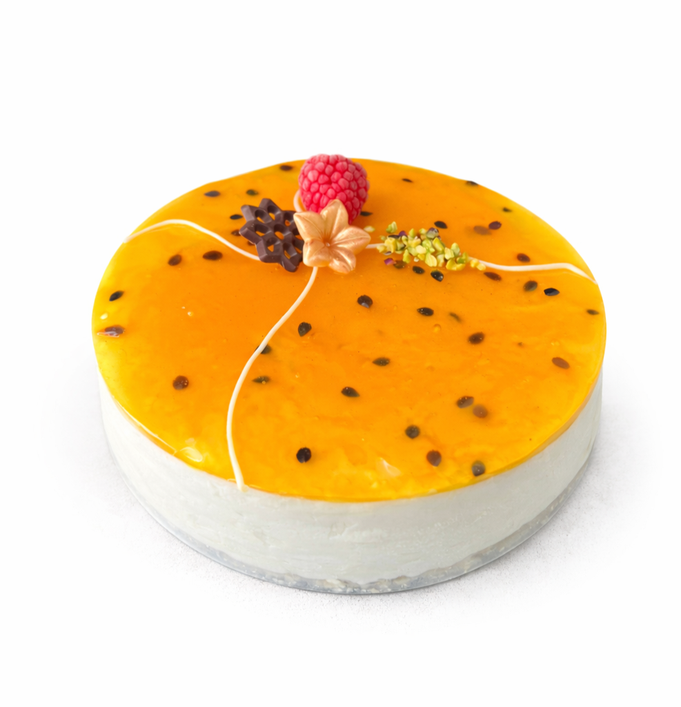 Tarta de queso fría con maracuyá 